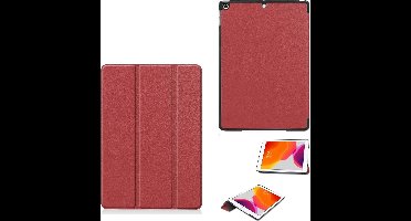 Hoes geschikt voor iPad 2021 / 2020 / 2019 (9e/8e/7e Generatie / 10.2 inch) Trifold Bookcase Wine Rood – Hoes geschikt voor iPad 2020 hoes 10.2 hard case - Ntech