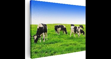 Artaza Canvas Schilderij Kudde Koeien In De Wei - Hemel Blauwe Lucht - 40x30 - Klein - Foto Op Canvas - Canvas Print