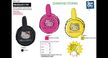 Zwarte oorwarmers van Hello Kitty met BlingBling