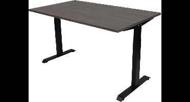 OrangeLabel Desk met zwart onderstel en blad Logan Eik in de maat 120x80. Instelbaar van 62-84cm