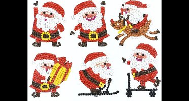 Diamond Painting Sticker Set Kerstmannen (6 stuks)