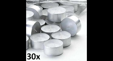 30 stuks witte 10-uurs maxi waxinelichtjes 24/58 in zak (10 uur) Hoogwaardige Horeca kwaliteit