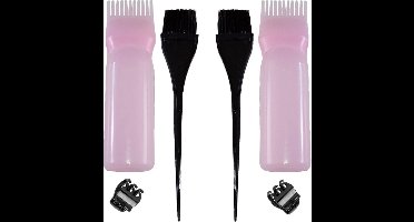 Haarverf Doseerfles - Knijpflesje met Kwast en Clip - Roze - Haarkleuring - Henna - Haarverzorging Twee Sets - Cadeau