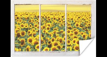 Poster Doorkijk - Zonnebloem - Geel - 30x20 cm