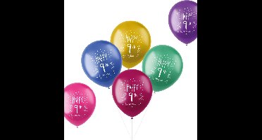 Folat - ballonnen Shimmer 9 Jaar Meerkleurig 33 cm - 6 stuks