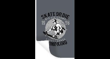 Muurstickers - Sticker Folie - Skateboard - Man - Vintage - 20x30 cm - Plakfolie - Muurstickers Kinderkamer - Zelfklevend Behang - Zelfklevend behangpapier - Stickerfolie