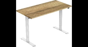 OrangeLabel Euroseats Z1 Zit/sta bureau 120x80cm. Frame WIT / blad Natuur Eik. Elektrisch verstelbaar.