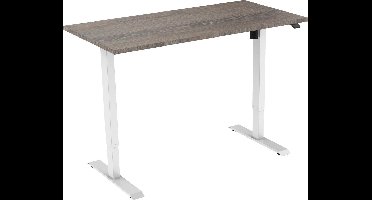 OrangeLabel Euroseats Z1 Zit/Sta bureau 120x80cm. Wit frame / Blad Logan Eik. Elektrisch verstelbaar