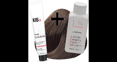 KIS haarverfset - 6N Donkerblond  - haarverf & waterstofperoxide