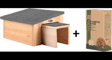 Set van egelhuisje en voedzaam egelvoer (750 gr)