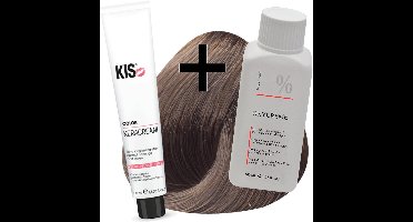 KIS haarverfset - 8A Licht asblond  - haarverf & waterstofperoxide