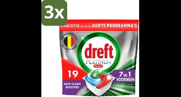 Dreft Platinum Plus - Vaatwascapsules - Deep Clean Boosted - 19 Afwasbeurten - Bulkverpakking - 3 stuks
