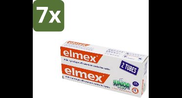 7 x Elmex Junior Tandpasta - Bescherming & Versterking voor Blijvende Tanden - Set van 2 x 75ml - Tandpasta Voor Kinderen - Kinder Tandpasta - Bescherming Tegen Tandbederf - Fluoride In Tandpasta - Aminfluoride