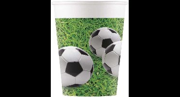 Procos Feestbekers Football Party 200 Ml Papier Wit/groen 8 Stuks