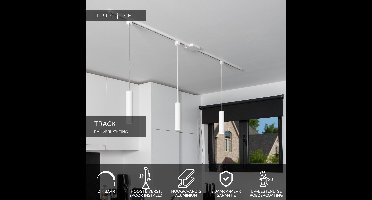 Lucide TRACK FLORIS Hanglamp - 1-fase Railsysteem / Railverlichting - 1xGU10 - Wit (Uitbreiding)