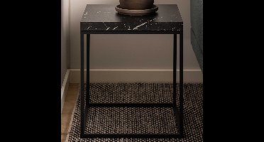 Salontafel Barossa - 40x40x45cm - zwart marmer - Actona - Bijzettafel - Zwart - Melamine; MDF