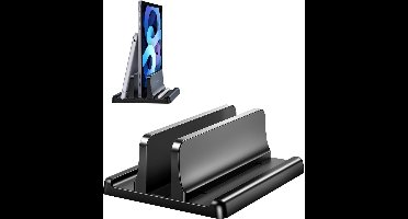Famanu – Verticale laptopstand, ruimtebesparende 3-in-1 stand, laptopstand voor verticale positionering, compatibel met MacBook Air, MacBook Pro, iPad, tablets en notebooks tot 17,3"