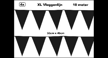 40 meter XL Vlaggenlijn zwart 30cm x 45cm – 4x vlaggenlijn zwart 10 meter - Giga vlaglijn themafeest party festival
