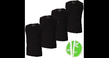 Apollo heren mouwloos shirts Bamboo - ronde hals - 4-pack - maat XL - zwart