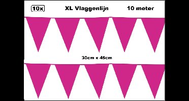 100 meter XL Vlaggenlijn pink 30cm x 45cm - 10x vlaggenlijn pink 10 meter - Giga vlaglijn themafeest party festival