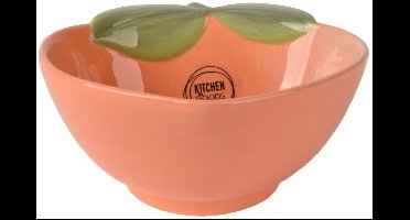 Decoris schaal dolomiet kinderservies Ø13.5 perzik oranje.