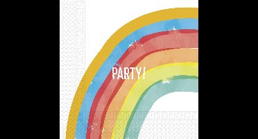 Vegaoo - 20 papieren servetten rainbow party 33 x 33 cm regenboog verjaardag