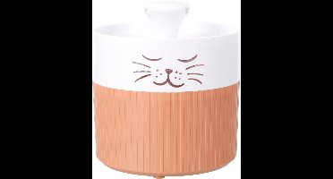 Drinkfontein kat – hond – 2L – Rond – Terracotta & Wit – Met koolstoffilter – Stille pomp – Lichtindicator – 18x20x18,5 cm – Flamingo Mali