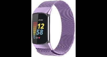 New Age Devi - Elegant Milanees bandje - geschikt voor Fitbit Inspire 3 - lila