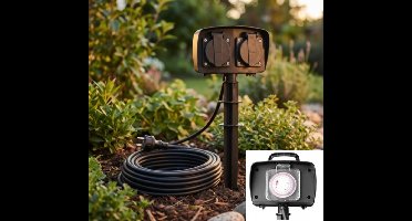 Grondspies met 2x stopcontacten + Timer | 5 meter kabel