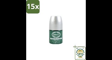 15 x Brut – Deodorant Roll-On – Original – Glas – 50 ml - Grootverpakking - Deodorant Roll-on Mannen - Zweetgeur Bestrijding - Brut Original Geur - Klassieke Deodorant - Fris Gevoel