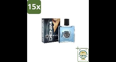 15 x Denim – Aftershave – Black – 100 ml - Grootverpakking - Aftershave - Aftershave Man - Aftershave Voor Mannen - Aftershave Na Het Scheren - Scheren Aftershave