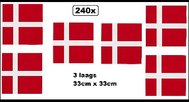 240x Servetten Denemarken 33cm x 33cm - 3 laags - Servet diner eten knoeien restaurant BBQ thema feest verjaardag feest