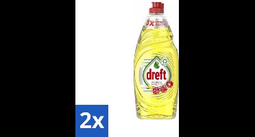 2 x Dreft Platinum Quickwash - Vloeibaar Afwasmiddel - Citroen- 625 ml - Afwasmiddel - Vloeibaar Afwasmiddel - Snel Afwasmiddel - Citroen Geur - Hardnekkige Vetresten
