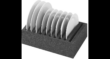 ProPlus Bordenhouder - Bordenstandaard - 34 x 25 x 14 cm - Display - Zacht Foam - Geschikt voor 10 Borden - Organizer Caravan - Zwart