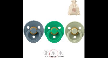 BIBS fopspenen anatomisch maat 1: petrol, cactus en vanilla + BolleToet speenzakje