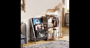 Platenspelermeubel – LP Kast – Platenspelerstandaard – Vinyl Rek – Platenkast – Ruim Opbergmeubel Tot 300 Platen – Hout Met Metaal