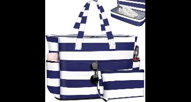 Core® Strandtas met rits XXL - Strandtas met rits 55 liter - Grote waterdichte strandtas - Blauw - 40cm x 20cm x 45cm