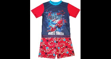 Spiderman Shortama - Maat 122/128 - Spider-Man Pyjama - Blauw met Rood