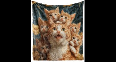 Fleece deken - kat - poes - kittens - poezen - katten - flanel - plaid - 130 x 150 cm