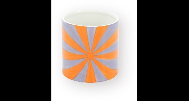 Housevitamin Plantenpot Swirl – Dolomiet – Oranje & Lila– 12,5x12,5x13 cm – Waterdicht – Design Bloempot – Decoratieve Eyecatcher