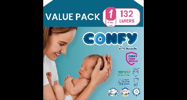 Confy Premium - Luiers Maat 1 (2kg-5kg) - 132 Luiers - Value Pack