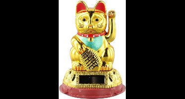 Zonne-energie Zwaaiende Gelukskat – Milieuvriendelijk Ornament – Sfeermaker - Maneki Neko