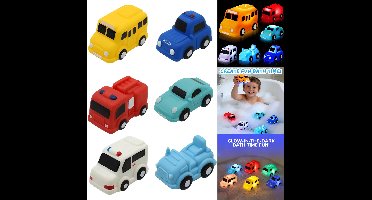 Badspeelgoed Auto's met LED-verlichting - 6 Stuks Zonder Gaten (Schimmelvrij) - Lichtgevend Waterspeelgoed voor Kinderen van 1-3 Jaar - Sensorisch Speelgoed voor Baby en Peuter - Educatief Bad Speelgoed
