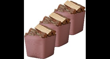 Excellent houseware flexibele kuip / emmer - 3x - roze - 25 l - kunststof - 40 x 35 cm - met handvatten