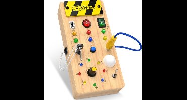 Montessori Busy Board - Activiteitenbord voor kinderen van 3-6 jaar en ouder - Sensorisch leerbord met LED-verlichting en houten lichtschakelaar voor baby's - Motorische vaardigheden - Verjaardagscadeau voor jongens en meisjes