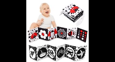 Zwart-wit babyboek, babyboek van zachte stof met hoog contrast voor pasgeborenen van 0-6-12 maanden, speelgoed voor buikligging, sensorisch speelgoed voor vroege educatie, cadeau voor jongens en meisjes, Krab Stijl