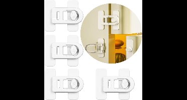 Kinderveiligheidsslot - koelkastslot - ladeslot - multifunctioneel - boren niet nodig - kunststof - geschikt voor koelkasten, vriezers en keukenkasten - wit - 4 stuks