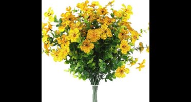 Kunstbloemen, 6 Bosjes Eucalyptus Voor Buiten, UV-bestendig, Niet-verkleurende Groene Planten, Struiken, Hangende Bloempotten Voor Binnen En Buiten Voor Thuis, Bruiloften, Doe-het-zelf Tuin, Verandadecoratie (geel)