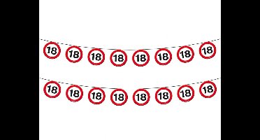 2x Vlaggenlijn versiering 18 jaar verkeersborden 10 meter