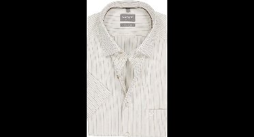 OLYMP Luxor comfort fit overhemd - korte mouw - popeline - wit met beige gestreept - Strijkvrij - Boordmaat: 44